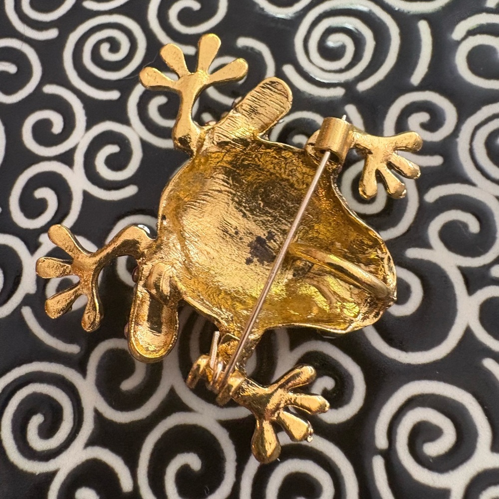 Colorful Rhinestone Frog Brooch - Picture 5 of 12